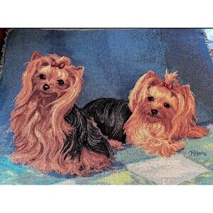 Yorkshire Terrier Yorkie Throw Blanket Artist Linda Picken Tapestry Dog 44x56